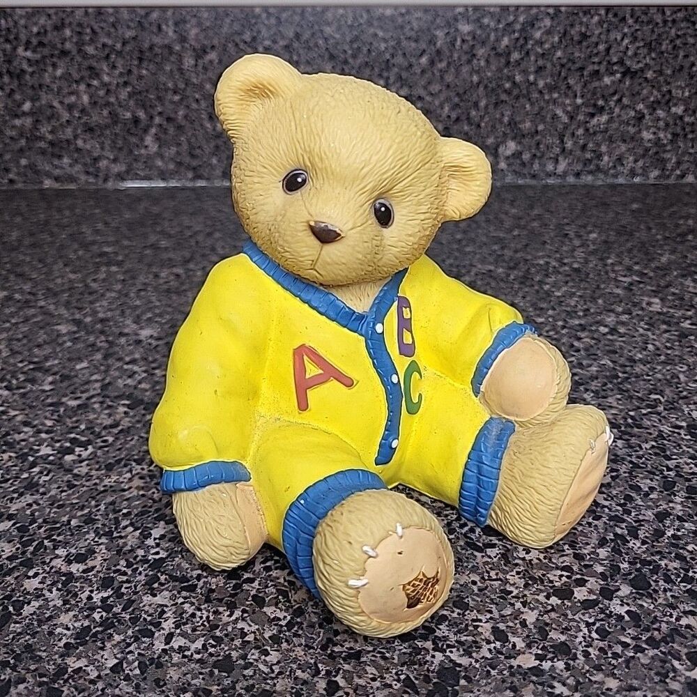 VTG 90's Cherished Teddies Teddy Bear Bank ABC Pajamas Priscilla Hillman Enesco